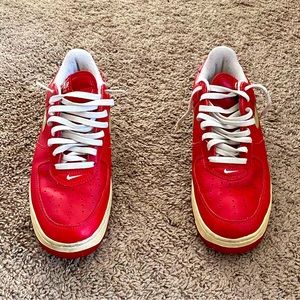 Nike Air Force 1s, red, mens size 8.5